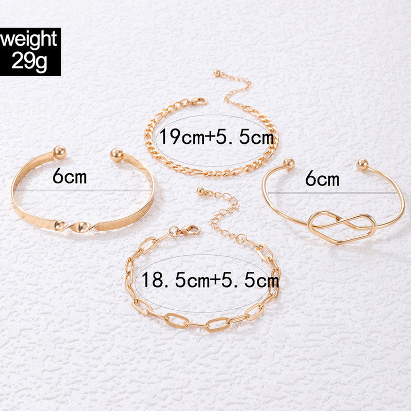 Gold Toned and Gold-Plated Contemporary Stackable Bracelet (Pack of 4) - MySmartBazaar
