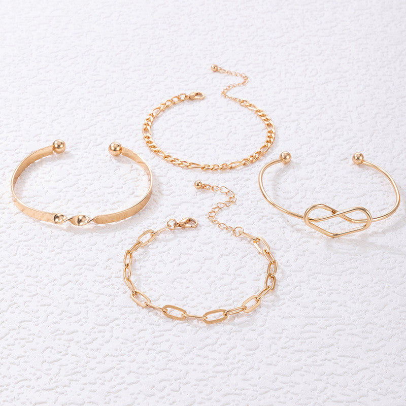 Gold Toned and Gold-Plated Contemporary Stackable Bracelet (Pack of 4) - MySmartBazaar