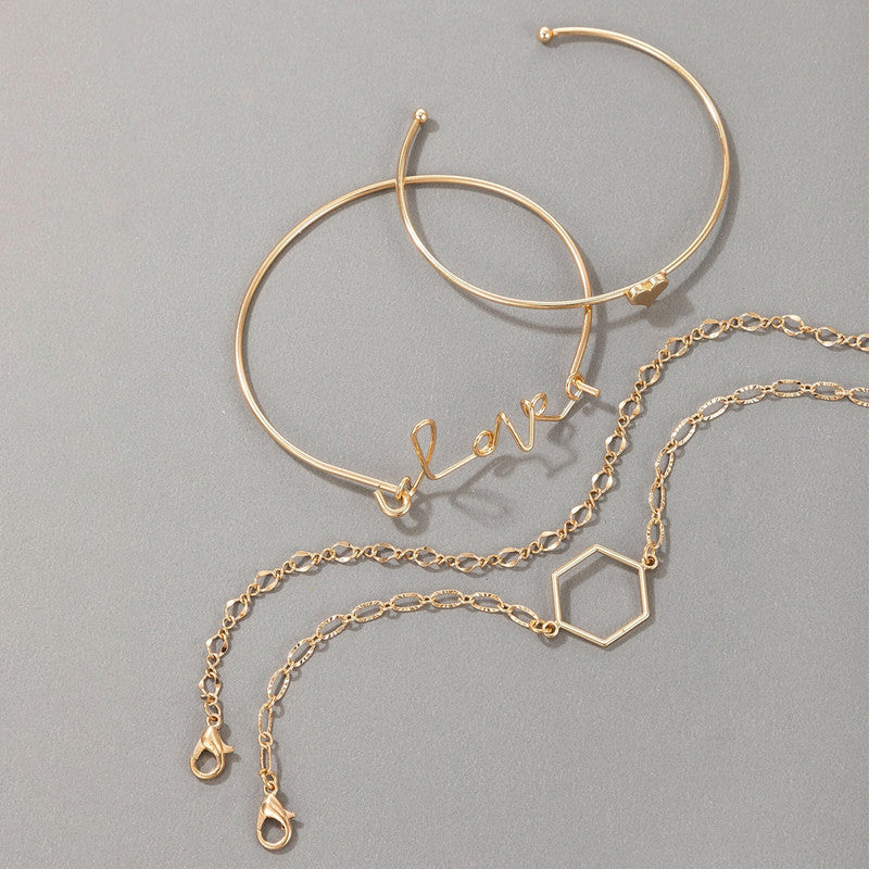 Gold-Toned and Gold-Plated Contemporary Stackable Bracelet (Pack of 4) - MySmartBazaar
