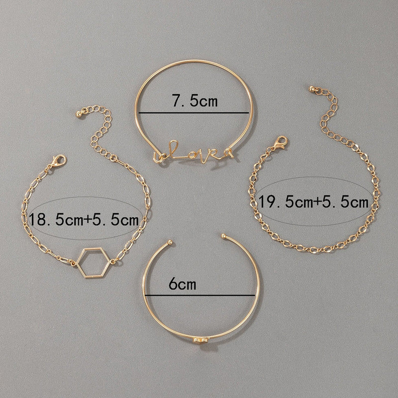 Gold-Toned and Gold-Plated Contemporary Stackable Bracelet (Pack of 4) - MySmartBazaar