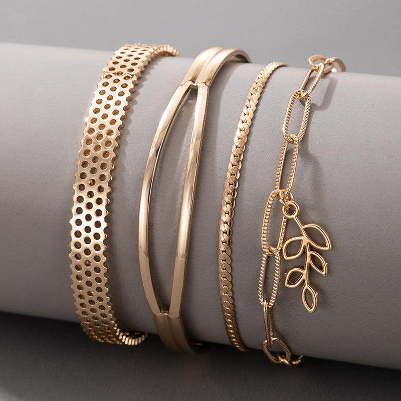 Gold-Toned and Gold Plated Contemporary Stackable Bracelet (Pack of 4) - MySmartBazaar