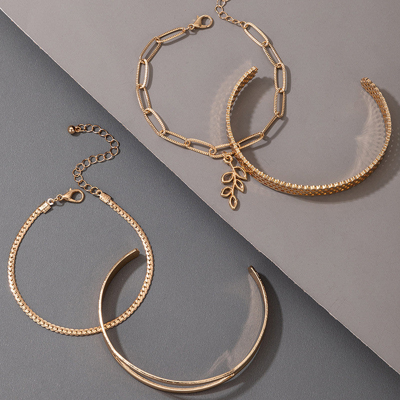 Gold-Toned and Gold Plated Contemporary Stackable Bracelet (Pack of 4) - MySmartBazaar