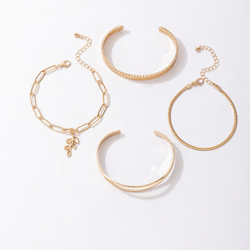Gold-Toned and Gold Plated Contemporary Stackable Bracelet (Pack of 4) - MySmartBazaar