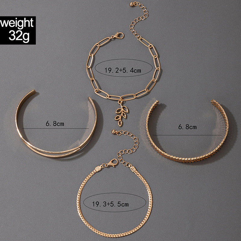 Gold-Toned and Gold Plated Contemporary Stackable Bracelet (Pack of 4) - MySmartBazaar