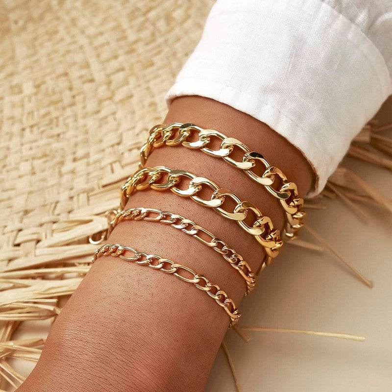 Gold Toned and Gold-Plated Trendy Stackable Bracelet (Pack of 4) - MySmartBazaar