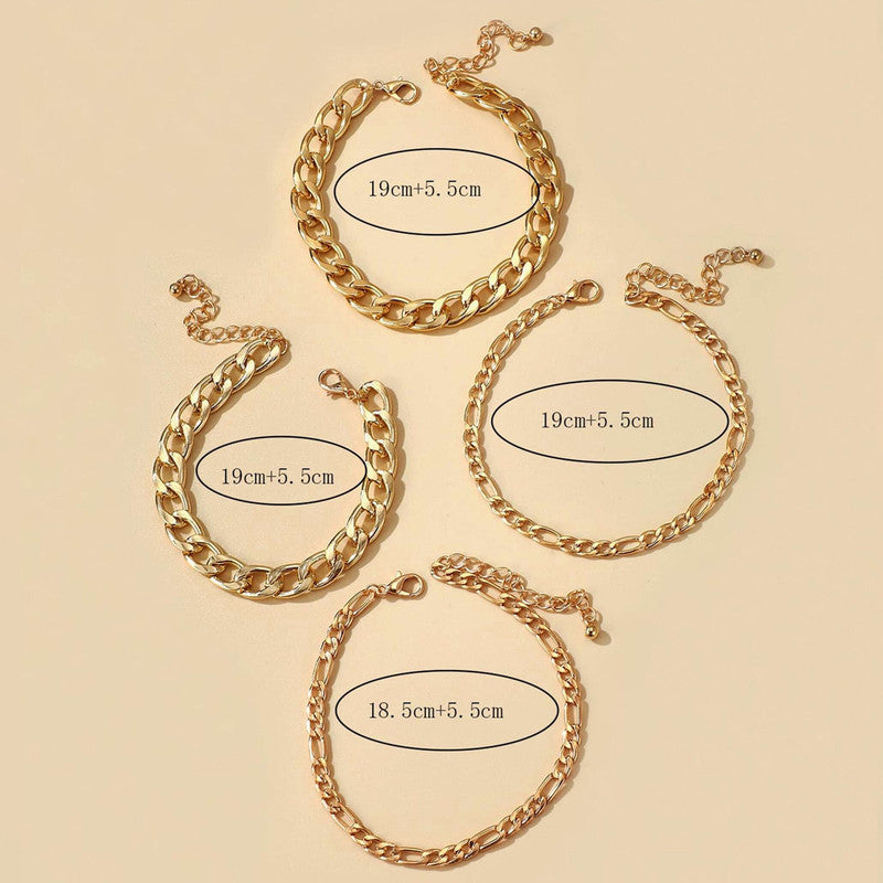 Gold Toned and Gold-Plated Trendy Stackable Bracelet (Pack of 4) - MySmartBazaar