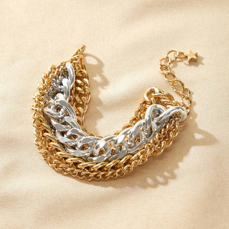 Gold and Silver Plated Multi-Strand Charm Bracelet - MySmartBazaar