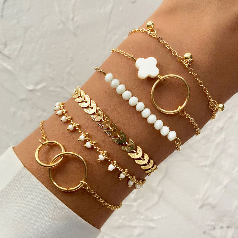 Gold Toned and Gold Plated Contemporary Stackable Korean Bracelet (Pack of 6) - MySmartBazaar