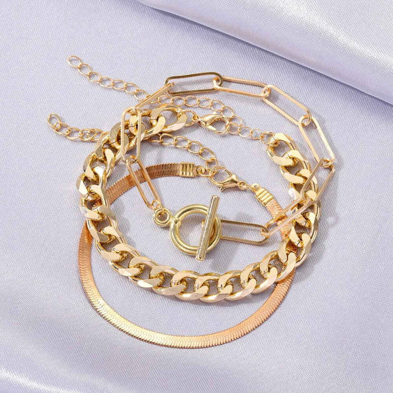 Gold Plated Contemporary Bracelet (Pack of 3) - MySmartBazaar