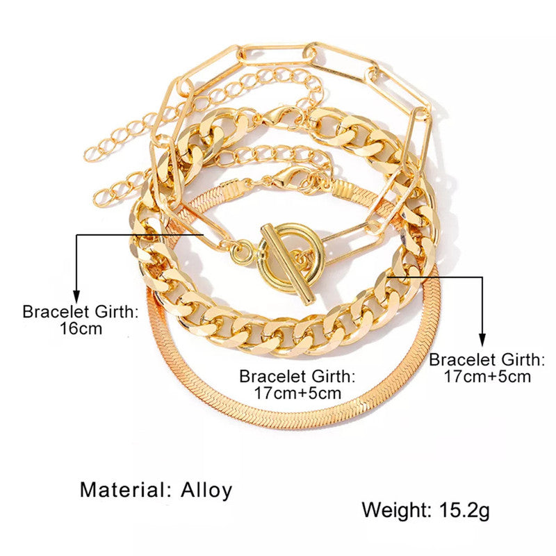 Gold Plated Contemporary Bracelet (Pack of 3) - MySmartBazaar