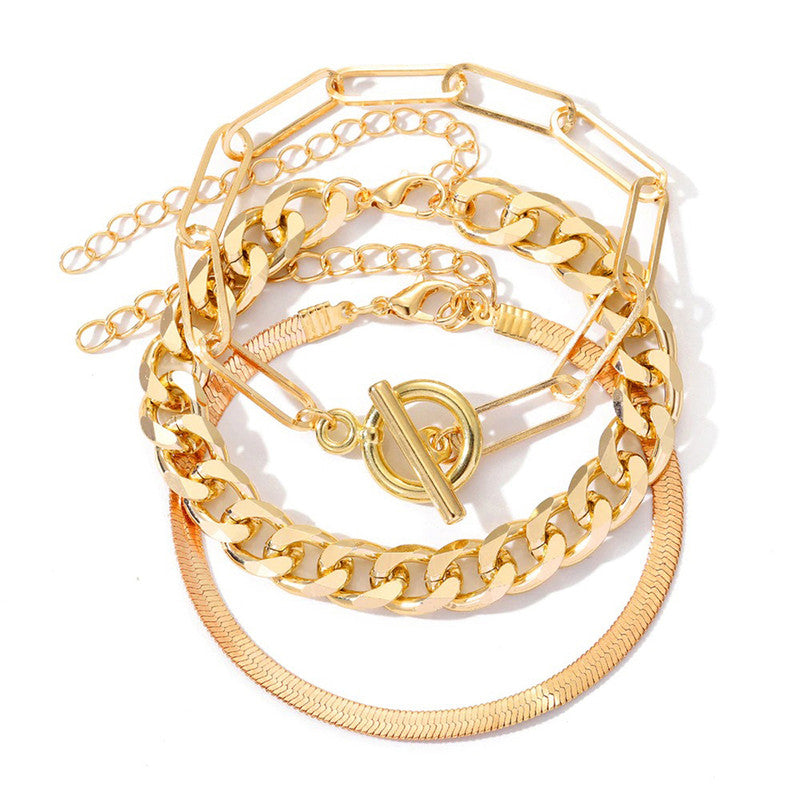 Gold Plated Set of 3 Contemporary Bracelet Set For Women and Girls - MySmartBazaar