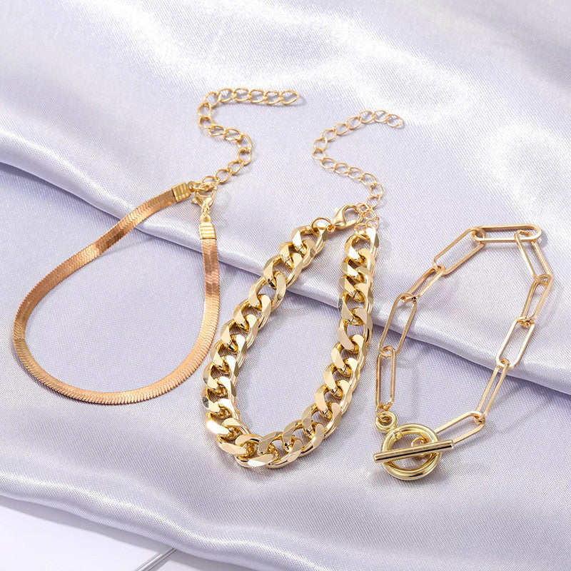 Gold Plated Set of 3 Contemporary Bracelet Set For Women and Girls - MySmartBazaar