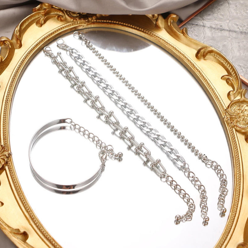 Silver Plated Contemporary Bracelet (Pack of 4) - MySmartBazaar