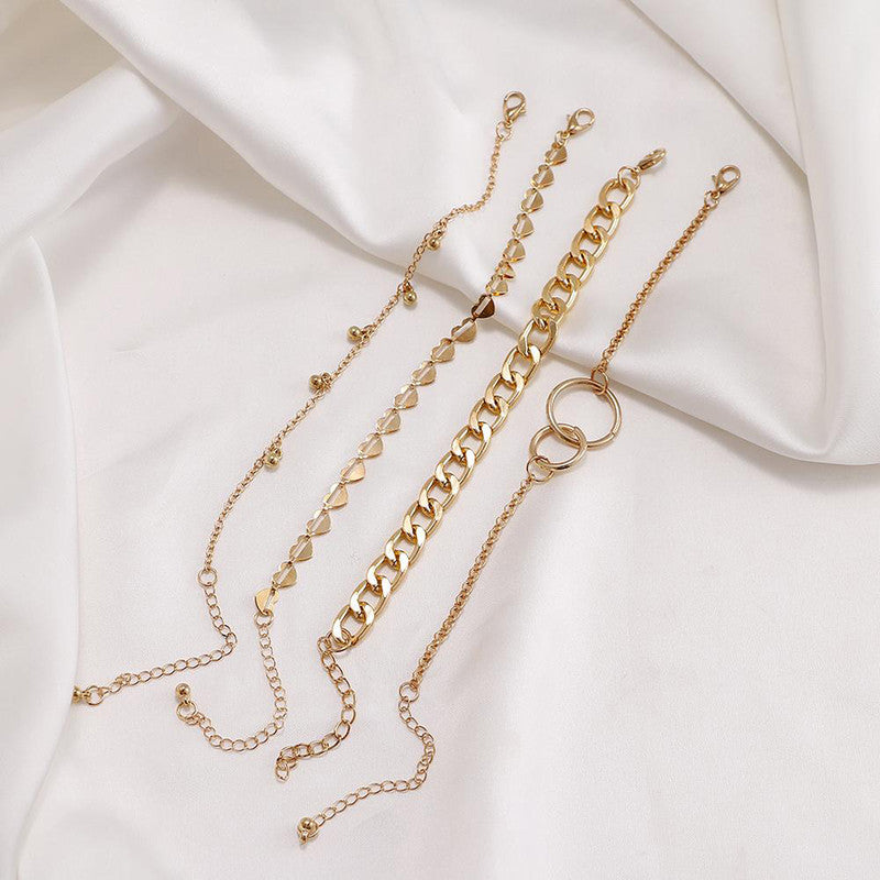 Gold Plated Heart Inspired Contemporary Bracelet (Pack of 4) - MySmartBazaar