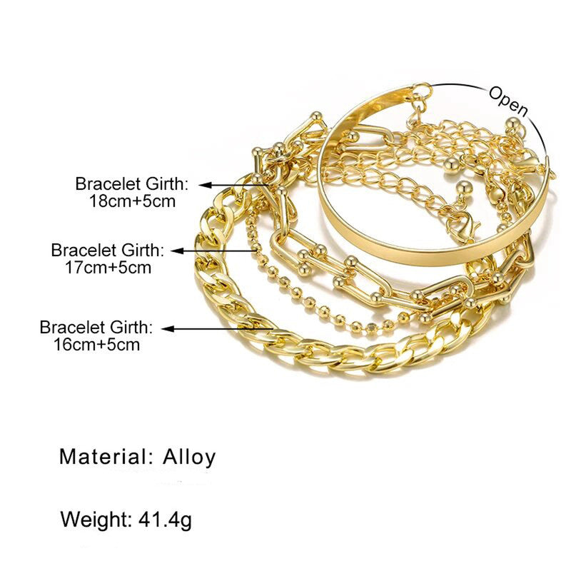 Gold Plated Contemporary Bracelet (Pack of 4) - MySmartBazaar