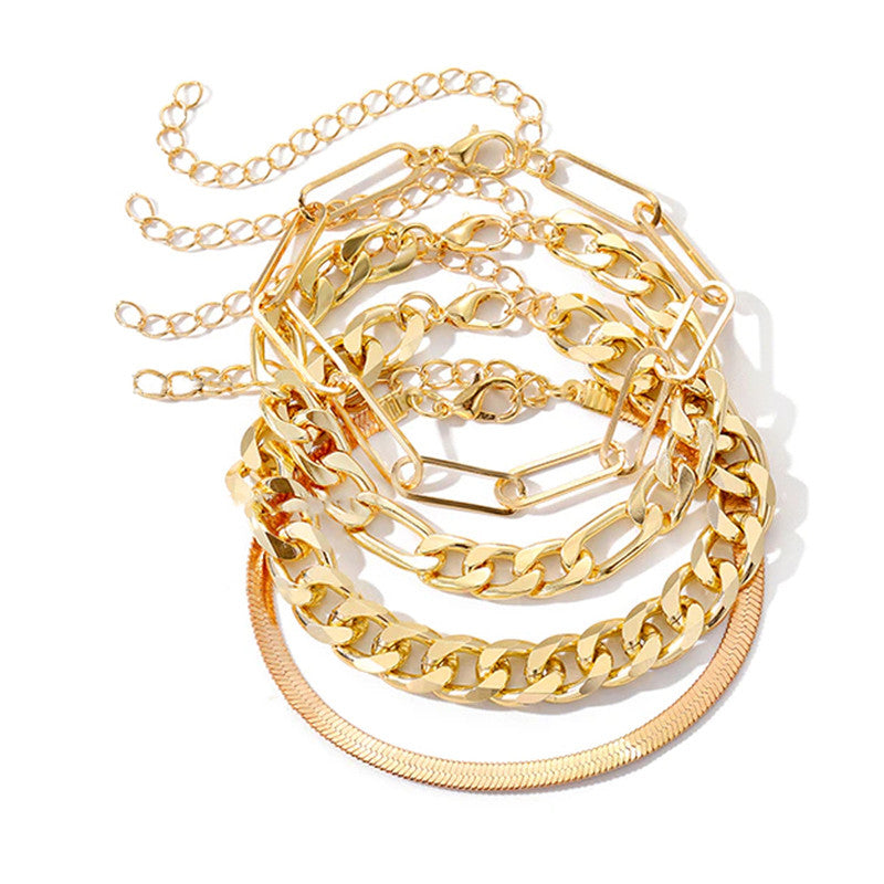 Gold Plated Toned Contemporary Bracelet (Pack of 4) - MySmartBazaar