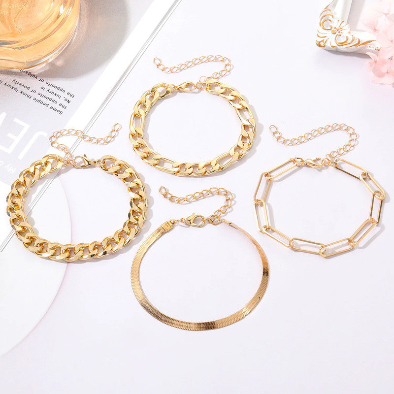 Gold Plated Toned Contemporary Bracelet (Pack of 4) - MySmartBazaar