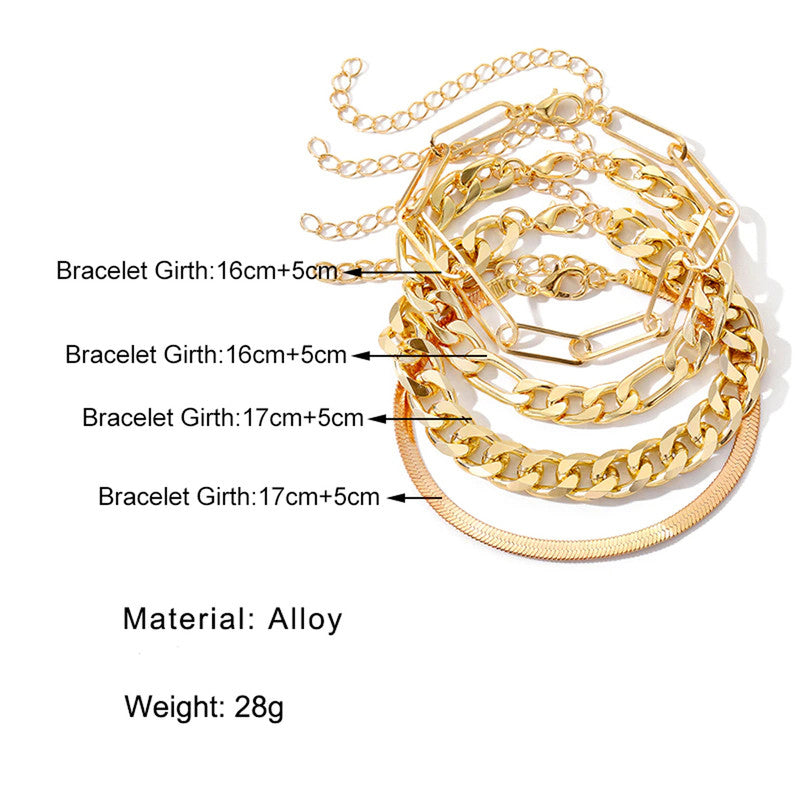 Gold Plated Toned Contemporary Bracelet (Pack of 4) - MySmartBazaar