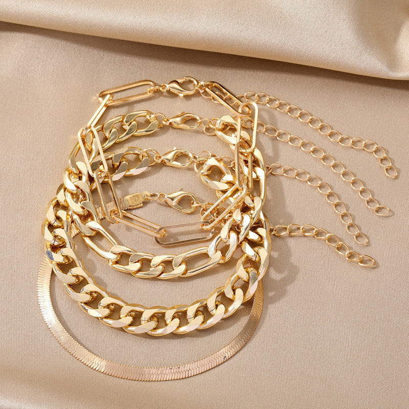 Gold Plated Toned Contemporary Bracelet (Pack of 4) - MySmartBazaar