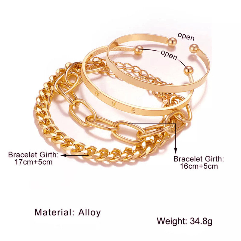 Gold-Toned Gold-Plated Love Contemporary Bracelet (Pack of 4) - MySmartBazaar
