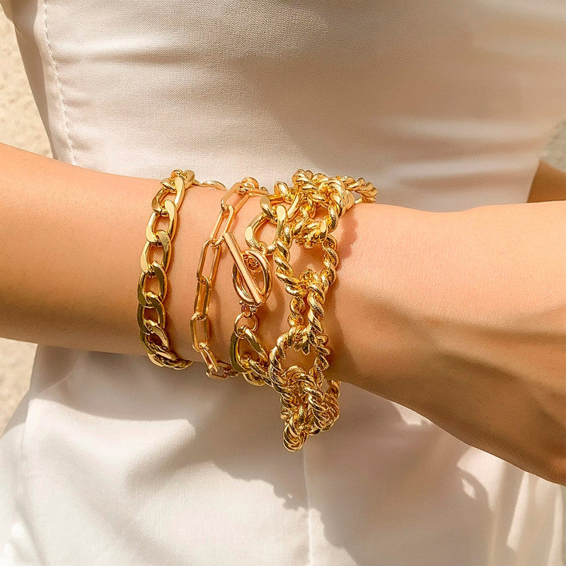 Gold-Plated Contemporary Bracelet (Pack of 4) - MySmartBazaar