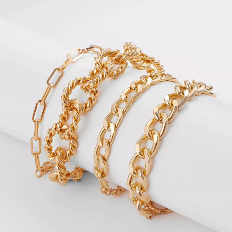 Gold-Plated Contemporary Bracelet (Pack of 4) - MySmartBazaar