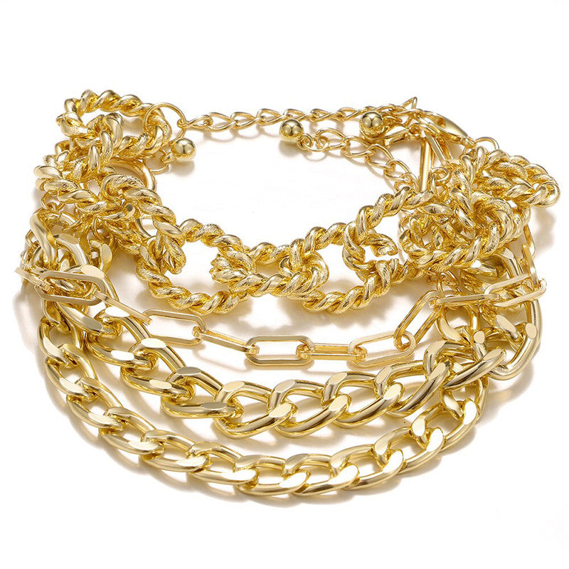 Gold-Plated Contemporary Bracelet (Pack of 4) - MySmartBazaar