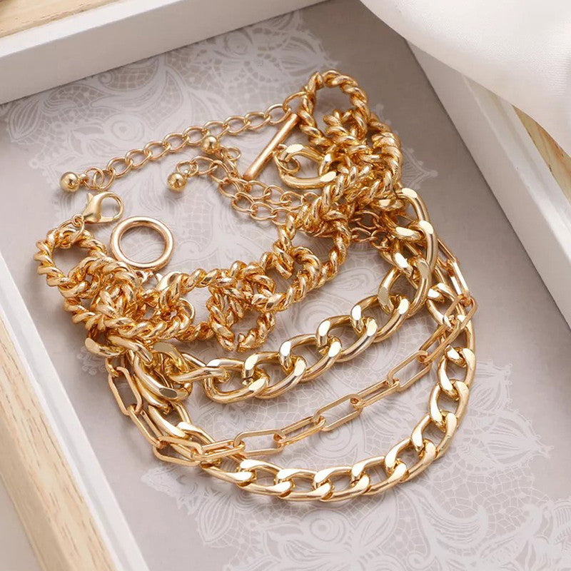 Gold-Plated Contemporary Bracelet (Pack of 4) - MySmartBazaar