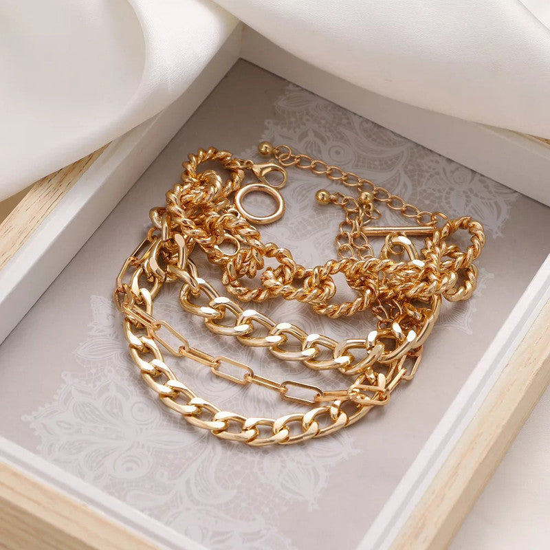 Gold-Plated Contemporary Bracelet (Pack of 4) - MySmartBazaar