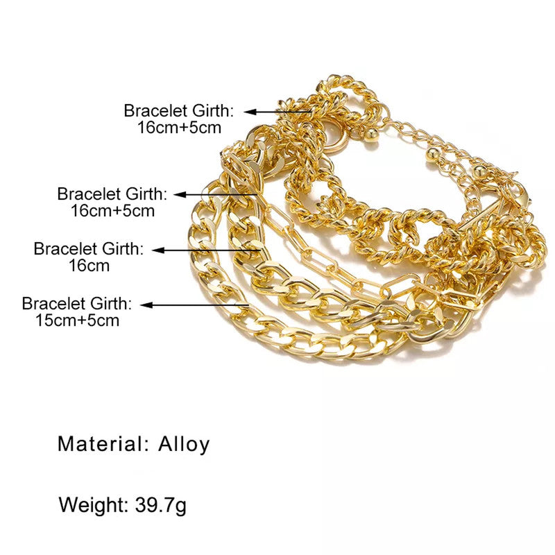 Gold-Plated Contemporary Bracelet (Pack of 4) - MySmartBazaar