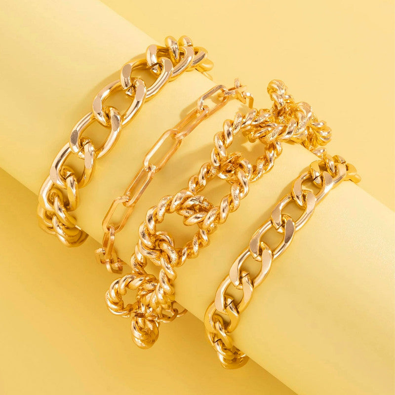 Gold-Plated Contemporary Bracelet (Pack of 4) - MySmartBazaar