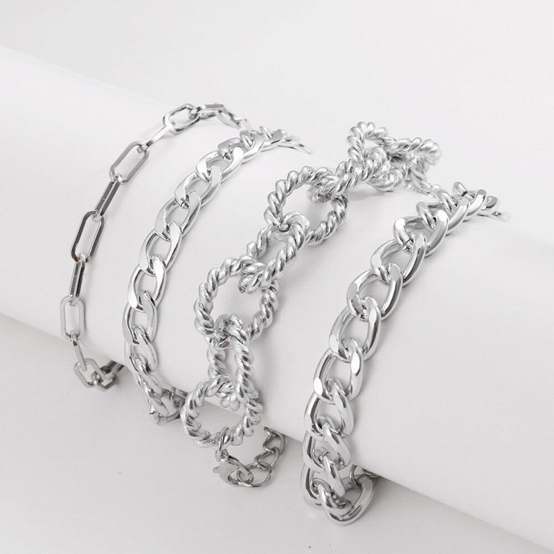 Silver-Plated Contemporary Bracelet (Pack of 4) - MySmartBazaar