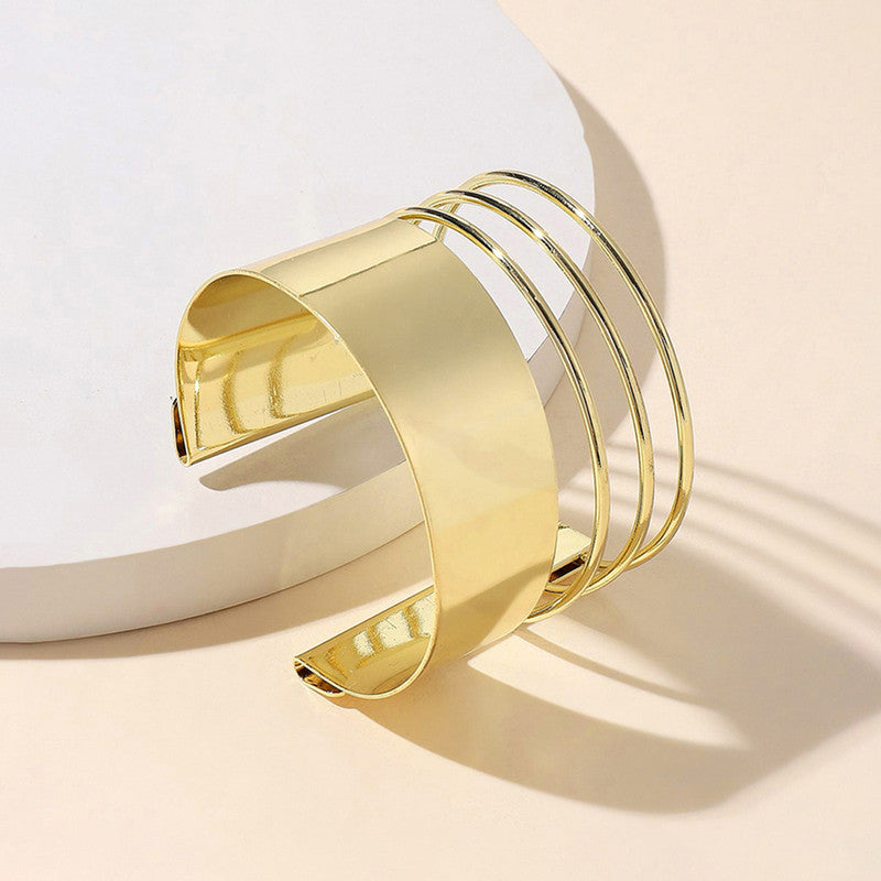 Gold-Plated Bangle-Style Cuff Bracelet For Women And Girls - MySmartBazaar