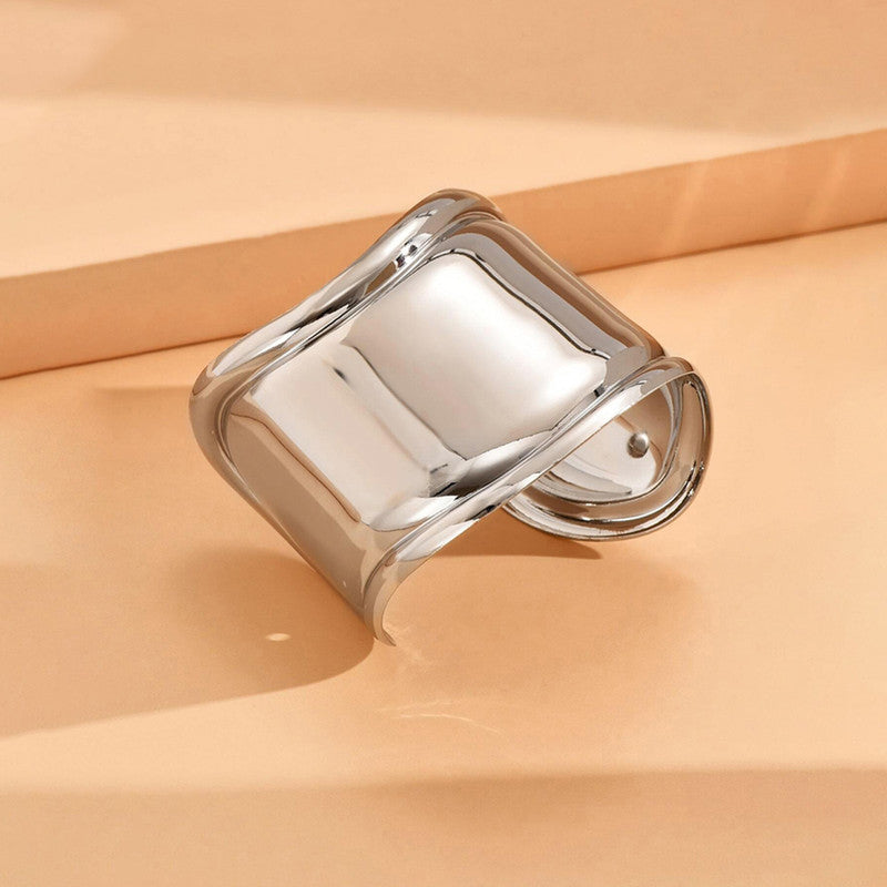 Silver-Plated Bangle-Style Cuff Bracelet For Women And Girls - MySmartBazaar