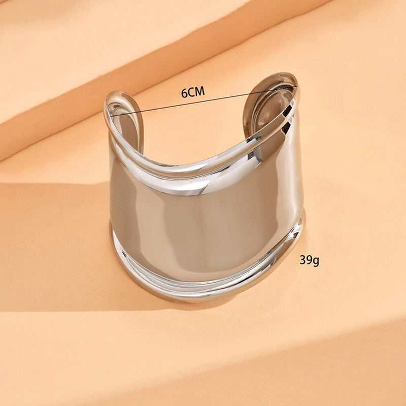 Silver-Plated Bangle-Style Cuff Bracelet For Women And Girls - MySmartBazaar