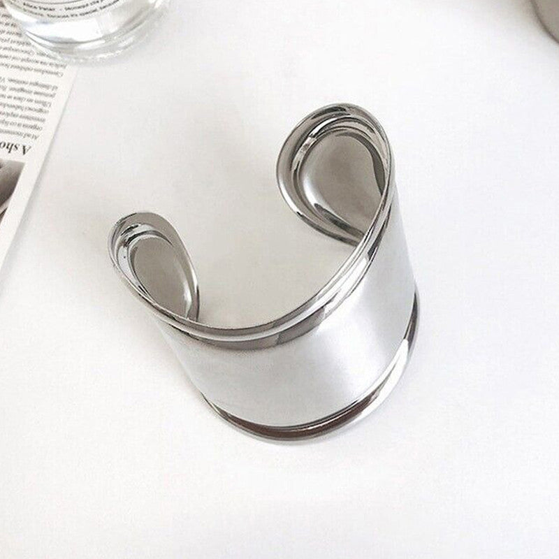 Silver-Plated Bangle-Style Cuff Bracelet For Women And Girls - MySmartBazaar