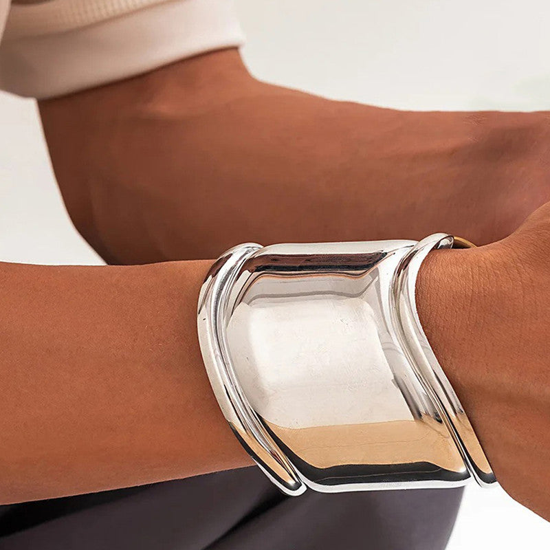 Silver-Plated Bangle-Style Cuff Bracelet For Women And Girls - MySmartBazaar