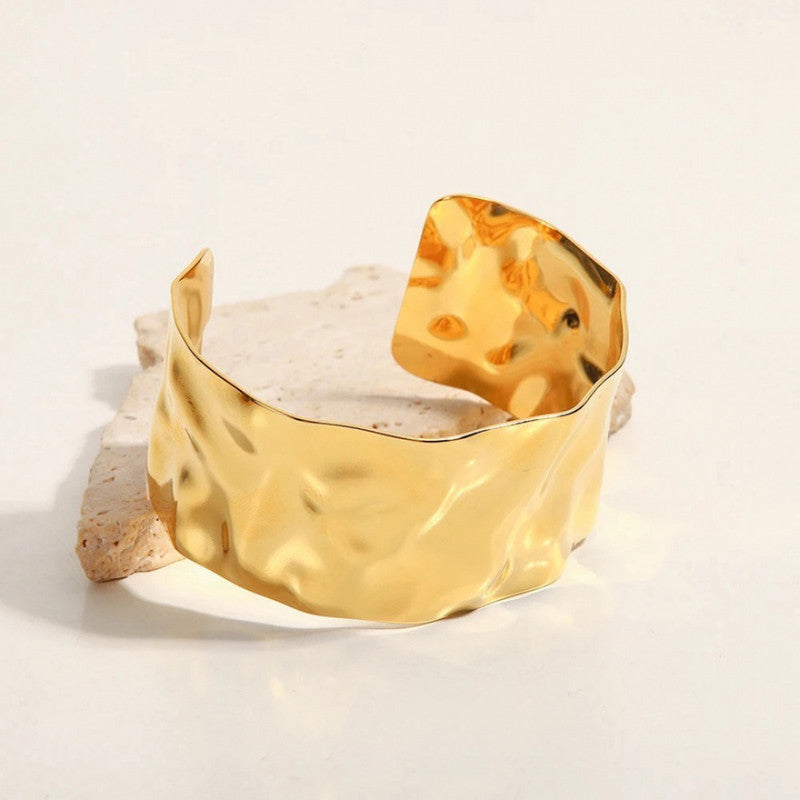 Gold-Plated Bangle-Style Cuff Bracelet For Women And Girls - MySmartBazaar