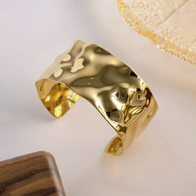 Gold-Plated Bangle-Style Cuff Bracelet For Women And Girls - MySmartBazaar