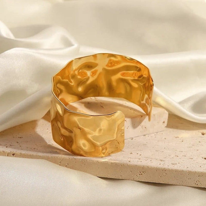 Gold-Plated Bangle-Style Cuff Bracelet For Women And Girls - MySmartBazaar
