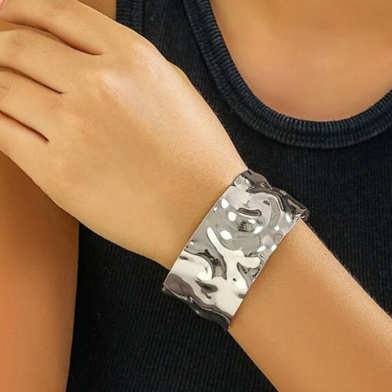 Silver-Plated Bangle-Style Cuff Bracelet For Women And Girls - MySmartBazaar