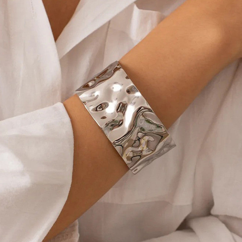 Silver-Plated Bangle-Style Cuff Bracelet For Women And Girls - MySmartBazaar
