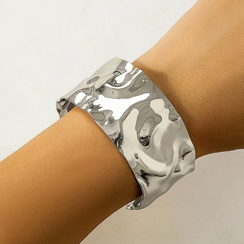 Silver-Plated Bangle-Style Cuff Bracelet For Women And Girls - MySmartBazaar