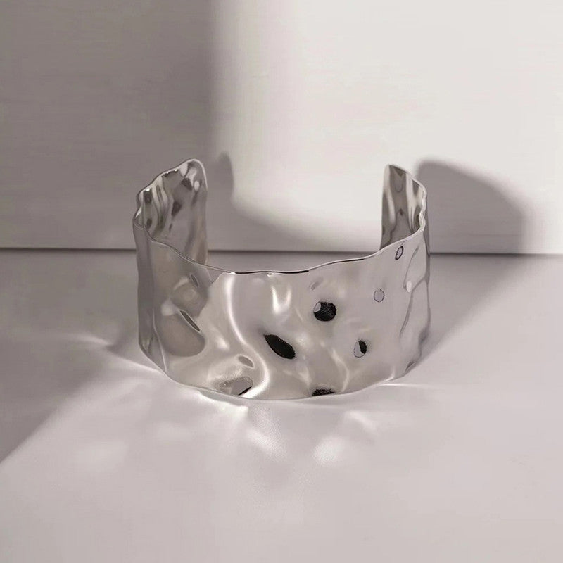 Silver-Plated Bangle-Style Cuff Bracelet For Women And Girls - MySmartBazaar