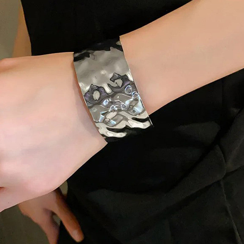 Silver-Plated Bangle-Style Cuff Bracelet For Women And Girls - MySmartBazaar
