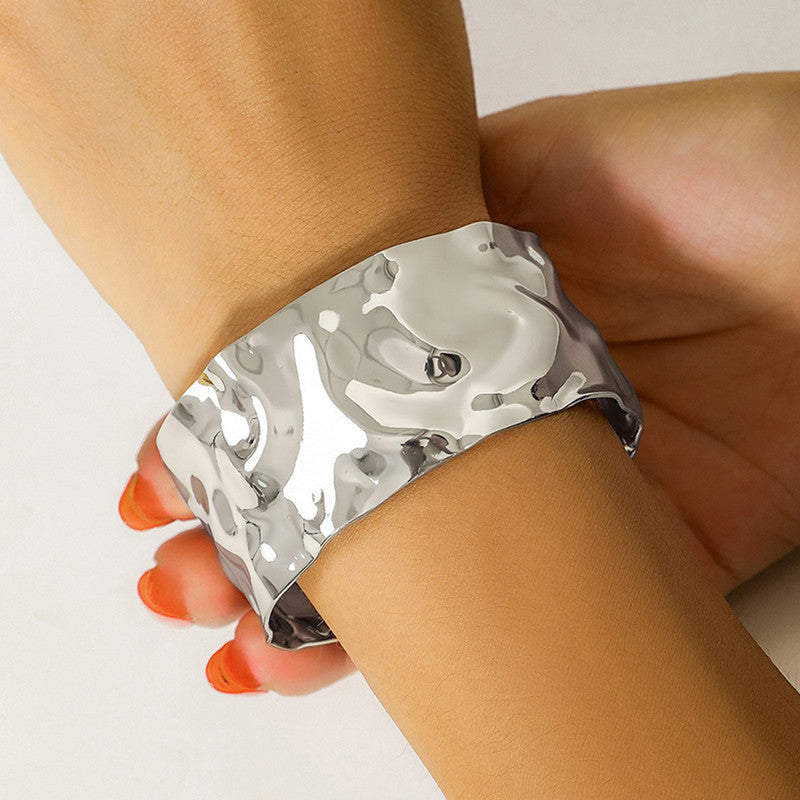 Silver-Plated Bangle-Style Cuff Bracelet For Women And Girls - MySmartBazaar