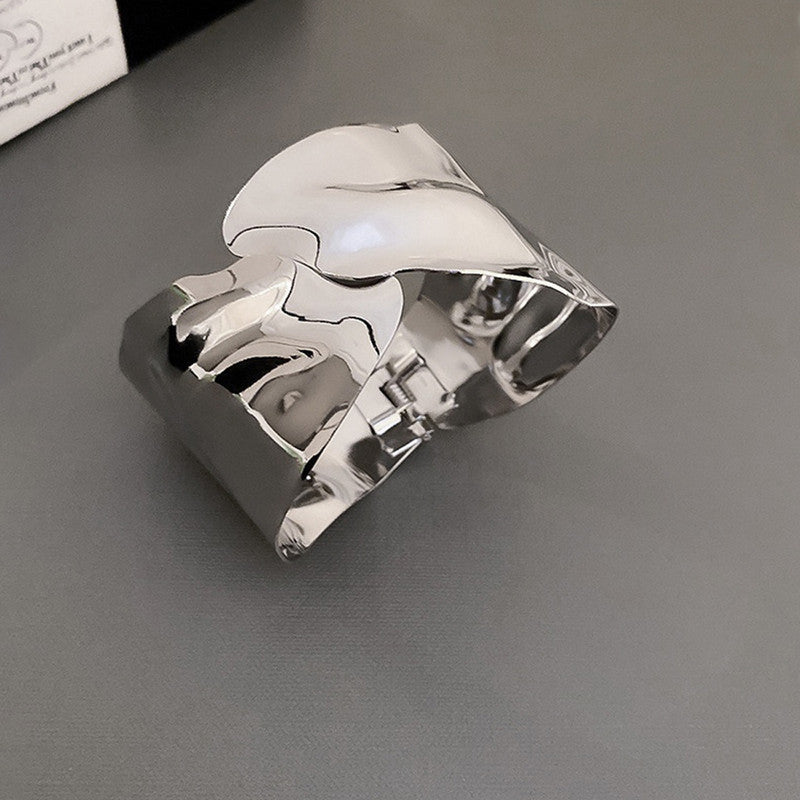 Silver-Plated Bangle-Style Cuff Bracelet For Women And Girls - MySmartBazaar