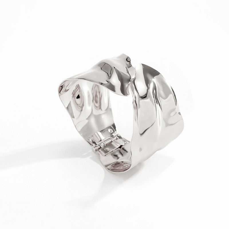 Silver-Plated Bangle-Style Cuff Bracelet For Women And Girls - MySmartBazaar