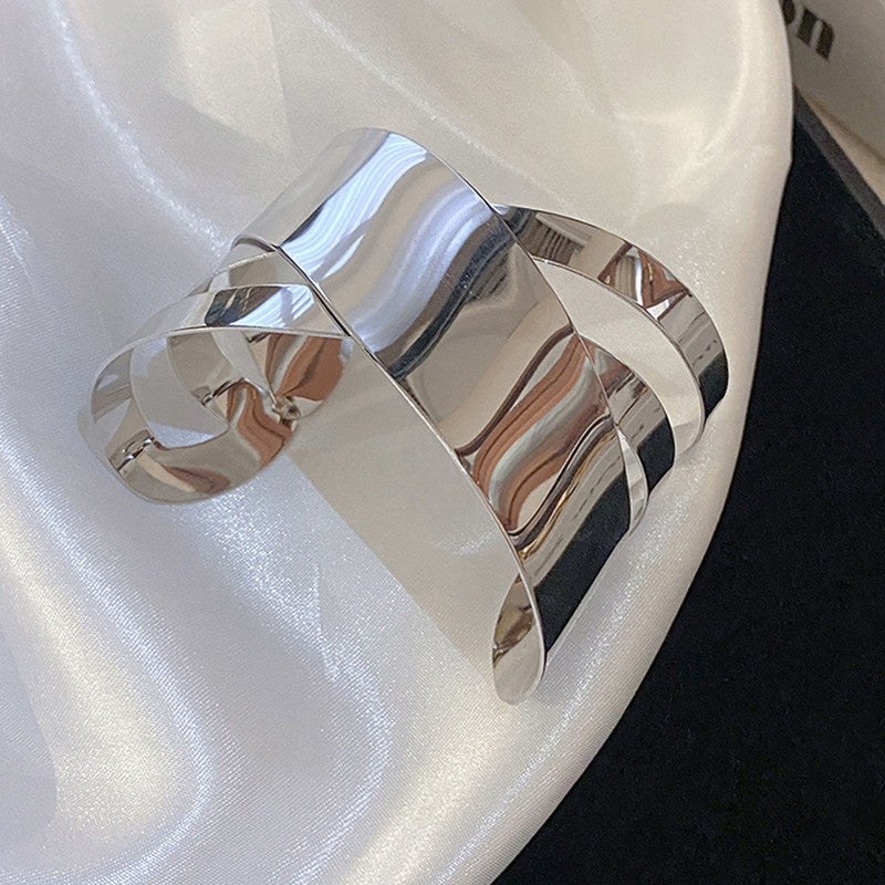 Silver-Plated Bangle-Style Cuff Bracelet For Women And Girls - MySmartBazaar