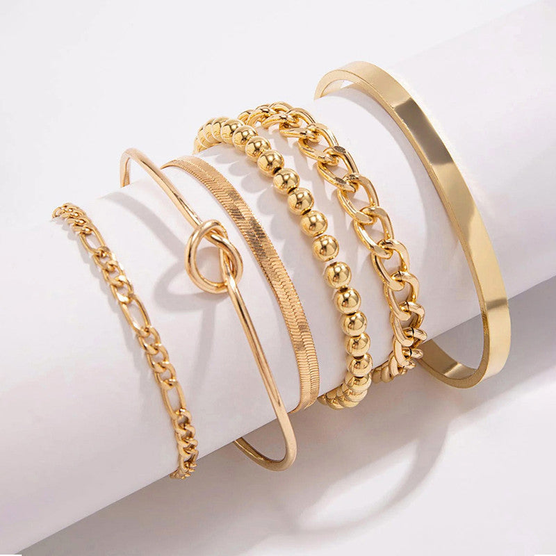 Gold Plated Set Of 6 Charm Bracelet for Women And Girls - MySmartBazaar